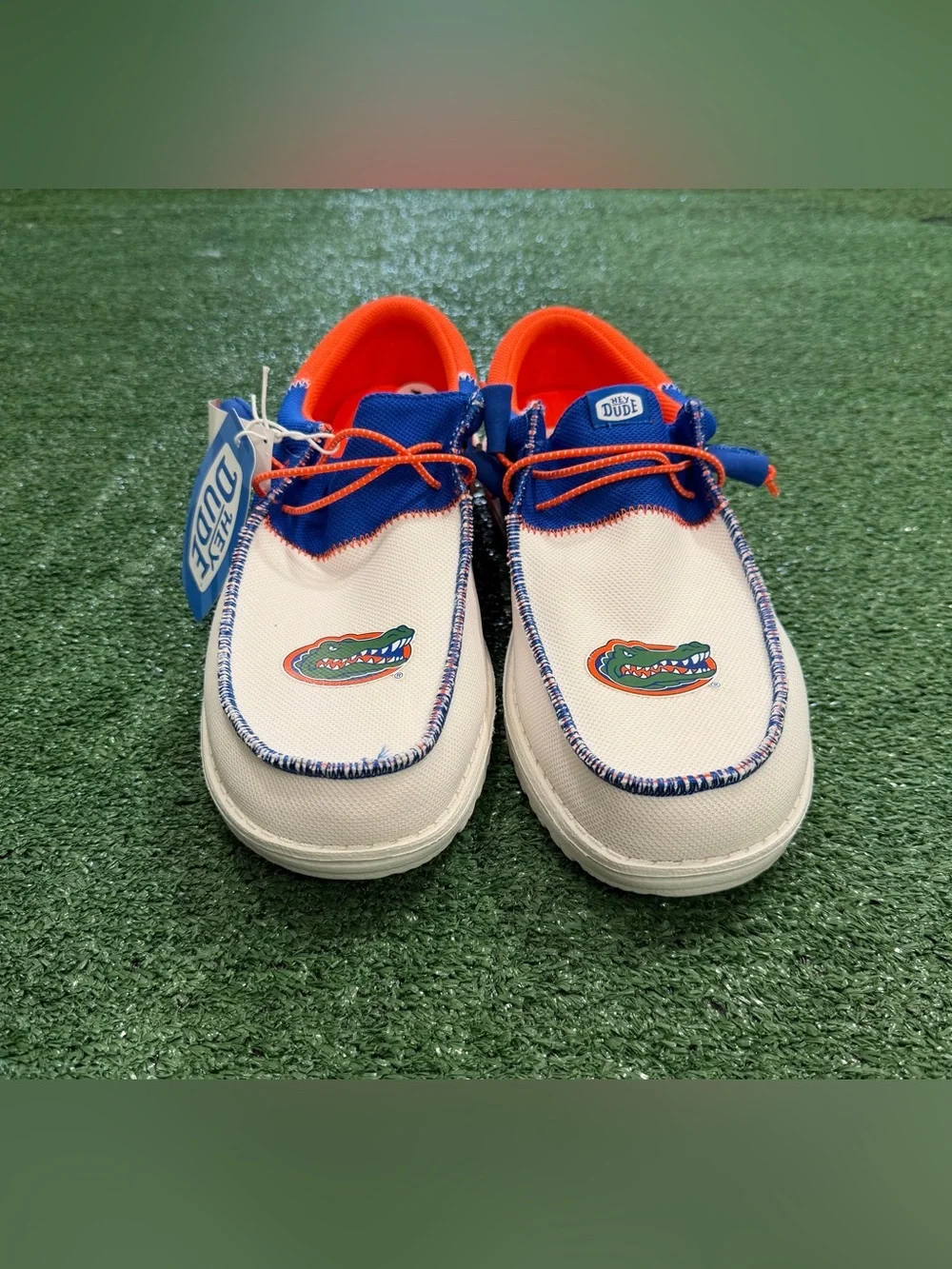 NEW Men’s Hey Dude UF Univ Florida GATORS blue orange 13 Wally shoe